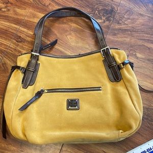 Yellow suede Dooney and Bourke shoulder bag